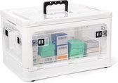 Boîte de rangement avec couvercle, 25 litres, boîte à médicaments, boîtes de rangement, coffres, boîte en plastique transparent (blanc)