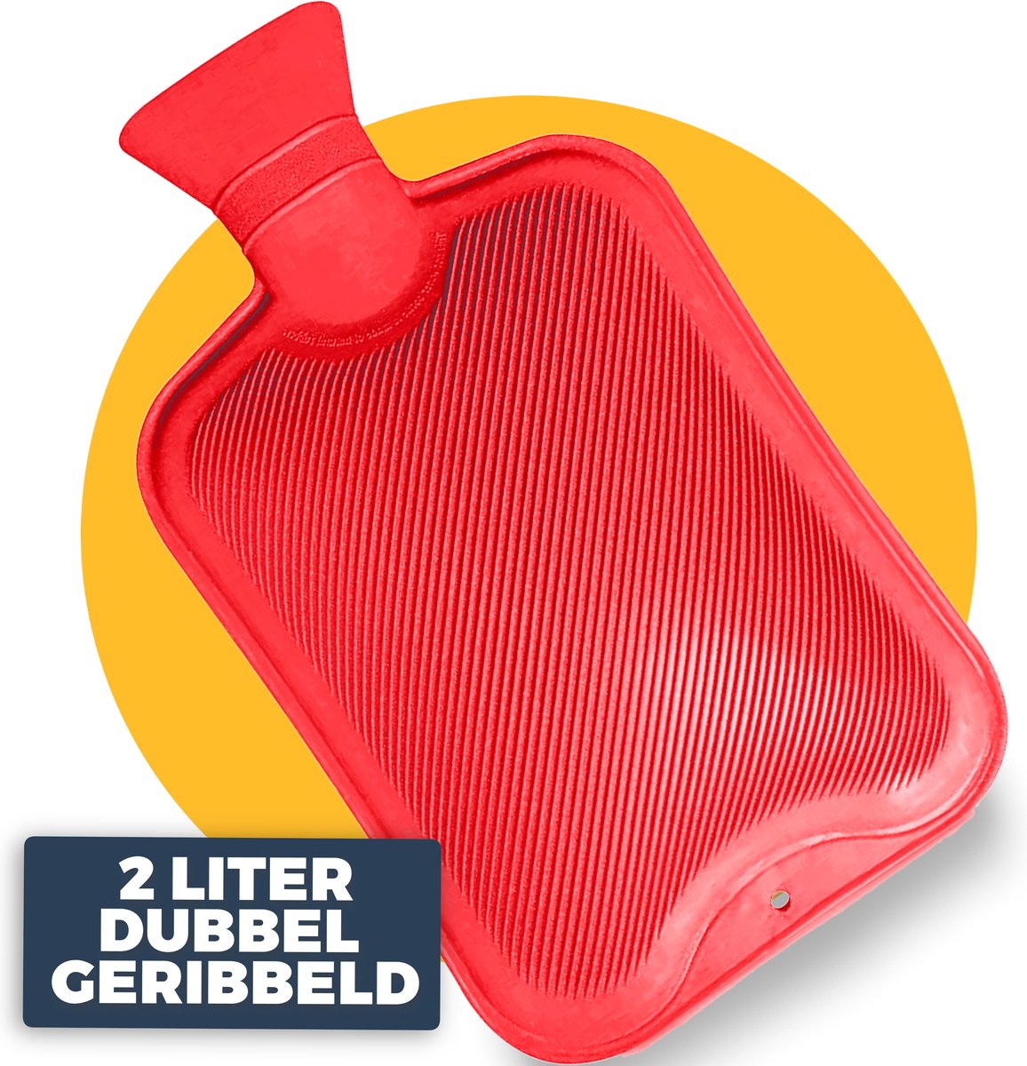 Kruik Rood 2 liter - Pasper warmwaterkruik - zonder hoes - dubbelzijdig geribbeld - kruikzak