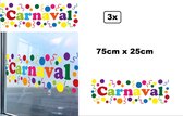 3x Sticker fenêtre Carnaval 75cm x 25cm - réutilisable - Carnaval thème fête festival autocollant fenêtre party fête