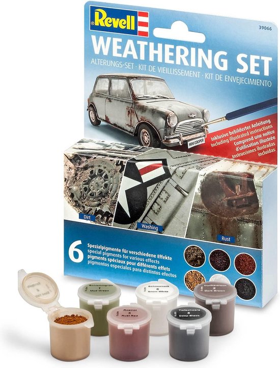 Foto: Revell 39066 set voor verwering weathering set 6 pigmenten effecten set