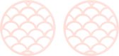 Krumble Pannenonderzetter - Set van 2 - Pannenonderzetter hittebestendig - Pannenonderzetter Siliconen - Pannenonderzettters - Schubben - Diameter 14 - Roze