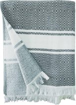 Luxe badlaken/strandlaken hammam handdoek 90 x 160 cm - Chevron grijs/wit
