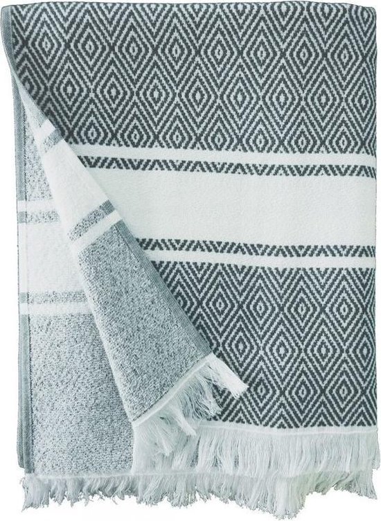 Luxe badlaken/strandlaken hammam handdoek 90 x 160 cm - Chevron grijs/wit |  bol.com