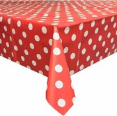 Buiten tafelkleed/tafelzeil rood polkadots stippen 140 x 200 cm rechthoekig - Tuintafelkleed tafeldecoratie met stipjes print