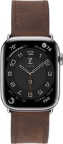 Elysian horlogebandje geschikt voor Apple Watch - Echt Leer - Donkerbruin - 22mm - Quick Release - Verstelbaar - Series 1/2/3/4/5/6/7/8/9/SE/Ultra(2) - Apple Watch Bandje 42/44/45/49mm