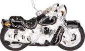 BRUBAKER Motorfiets Zwart Zilver - Handbeschilderde Kerstbal van Glas - Handgeblazen Kerstboomversieringen Figuren Grappige Decoratieve Hangers Boombal - 12,8 cm