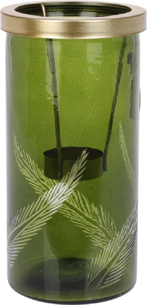 H&S Decoration theelichthouder - theelichthouder set glas - theelichthouder glas - per 2 stuks! groen