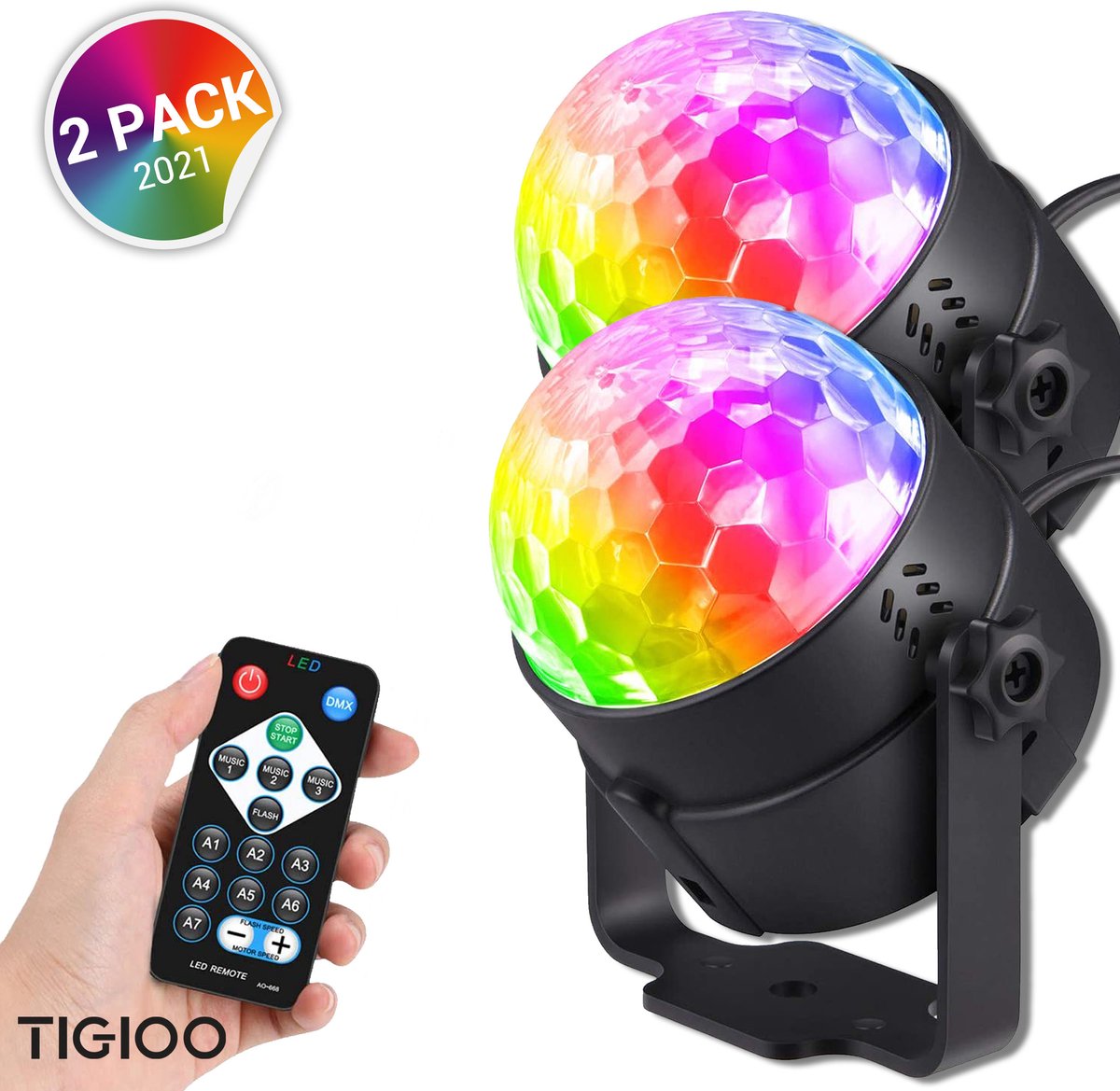Mini boule disco lumière USB, disco ball LED party lamp, commande vocale