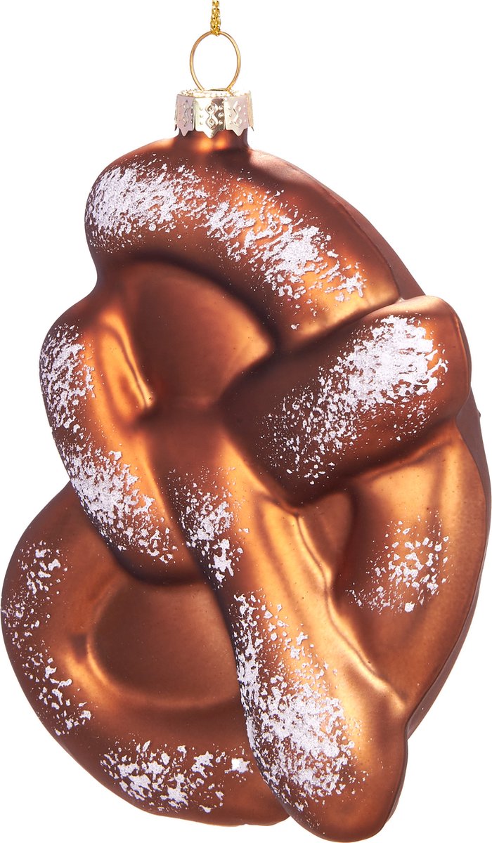 BRUBAKER Pretzel - Handgeschilderde Glazen Kerstbal - Handgeblazen Kerstversiering - Grappige Kersthanger - Kerstboom Decoratie - 13 cm