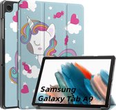 Case2go - Tablet hoes geschikt voor Samsung Galaxy Tab A9 (2023) - Tri-fold hoes met auto/wake functie - 8 inch - Eenhoorn
