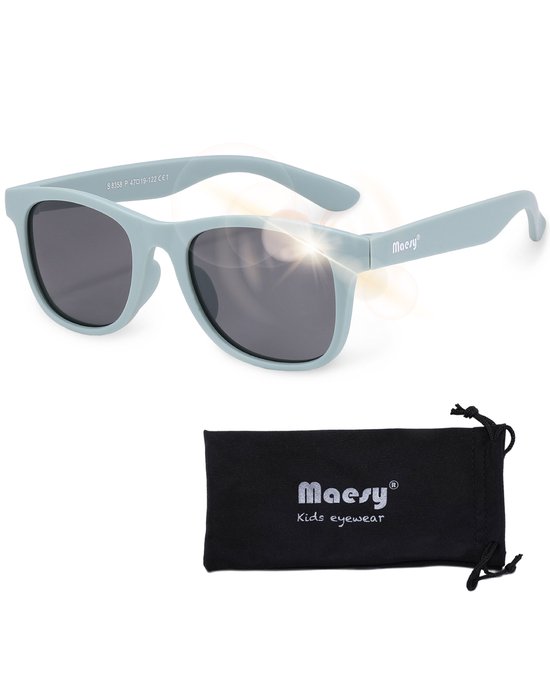 Maesy - lunettes de soleil pour enfants Lino - 3-6 ans - pliables flexibles - protection UV400 polarisée - tout-petits et enfants d'âge préscolaire - garçons et filles - lunettes de soleil pour enfants carrées - bleu clair