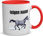 Akyol - rennend paard met eigen naam koffiemok - theemok - rood - Paarden - dieren liefhebber - mok met eigen naam - iemand die houdt van paarden - verjaardag - cadeau - kado - geschenk - 350 ML inhoud