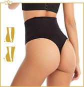 ATTREZZO® Butt lifter onderbroek - String - Billen lift broekje - Shapewear voor taille - Baleinen - Zwart - Maat L