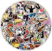 Sticker Mix met Muziek Thema: Klassieke Muziekinstrumenten, Orkest, Trompet, Viool etc. - 50 stuks - 6x6CM - Laptopstickers, Gitaar stickers