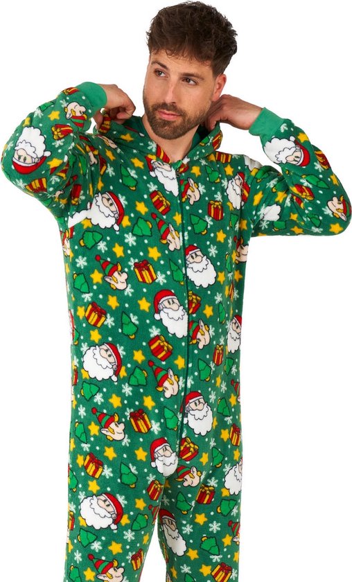 Suitmeister Santa Elves Green - Kerst Onesie - Xmas Jumpsuit - Thema Huispak - Groen - Maat: M