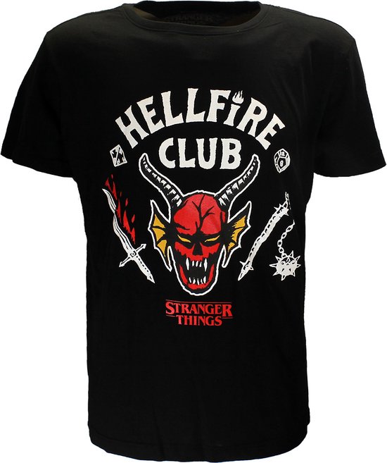 Tshirt Homme Stranger Things - S- Hellfire Club Zwart