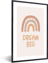 Cadre photo avec affiche - Arc-en-ciel - Dream grand - Texte - Pastel - Chambre d'enfant - 40x60 cm - Cadre pour affiche