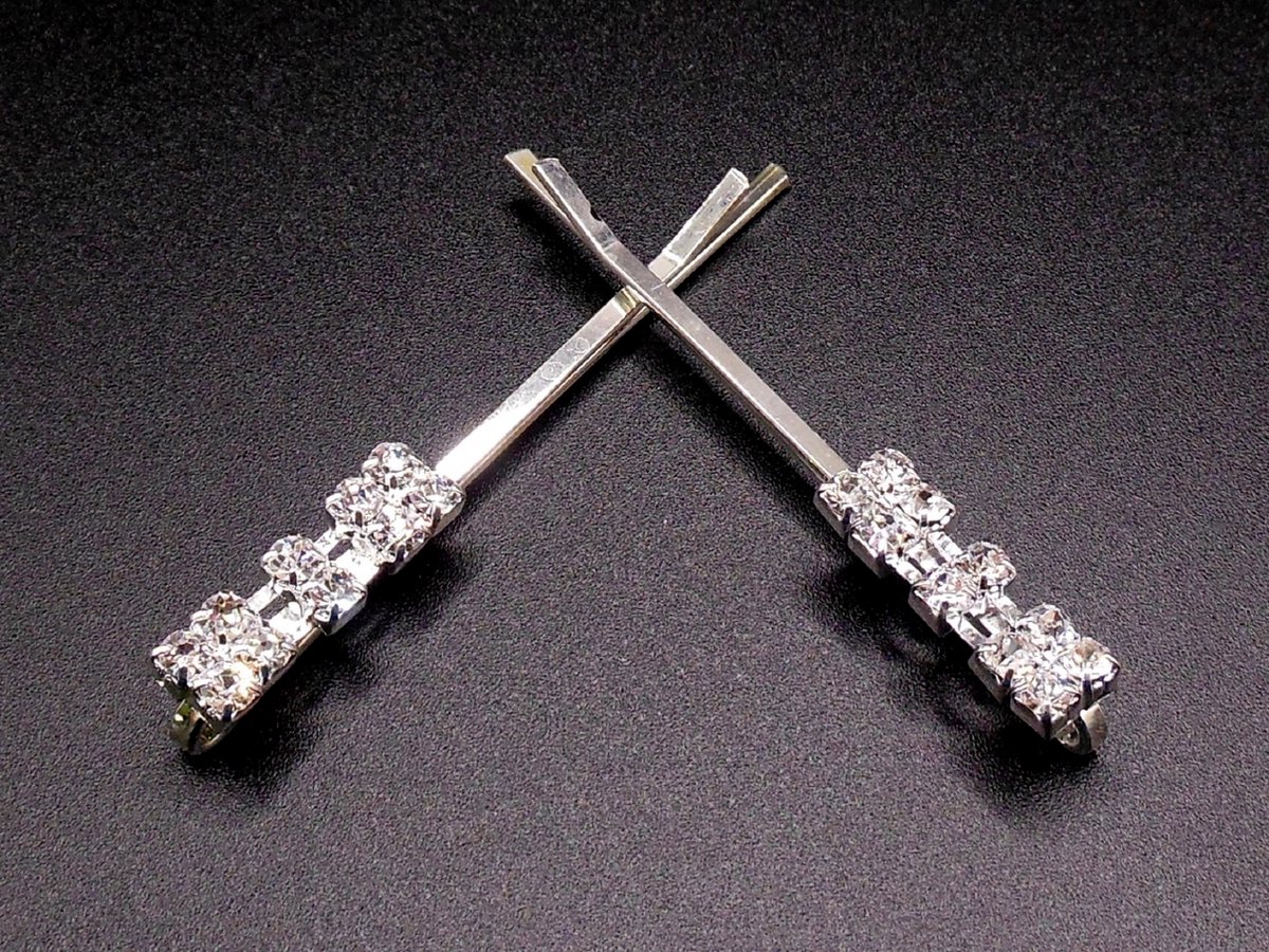 Haarpinnen met strass vierkantjes