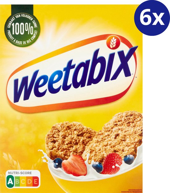 Foto: Weetabix original 6x 430 gram volkoren ontbijtgranen nutriscore a rijk aan vezels