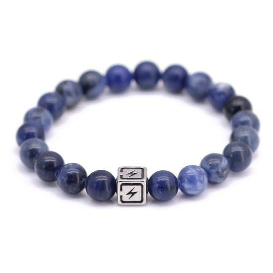 Fortuna Beads – Energy Sodaliet – Kralen Armband – Heren– Blauw – 20cm