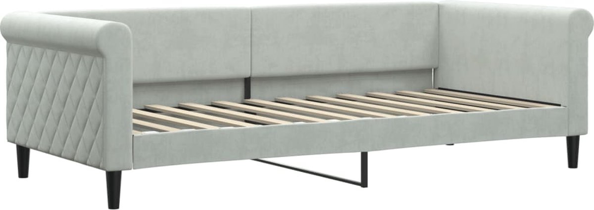 vidaXL Slaapbank - 90x200 - cm - fluweel - lichtgrijs