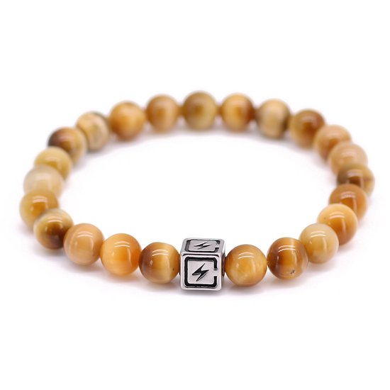 Fortuna Beads – Energy Yellow Tiger Eye – Kralen Armband – Heren– Geel – 20cm