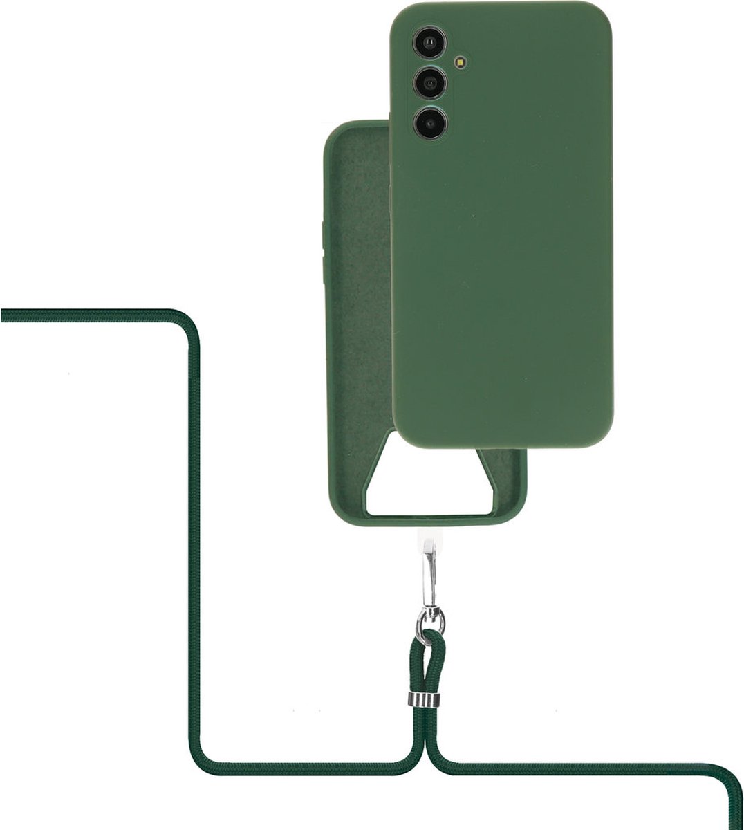 Mobiparts Siliconen hoesje met koord voor de Samsung Galaxy A34 Groen
