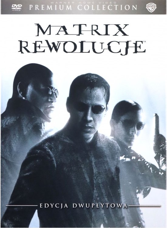 Dvd-hoes met de drie hoofdrolspelers van The Matrix Revolutions: Neo, Morpheus en Trinity.