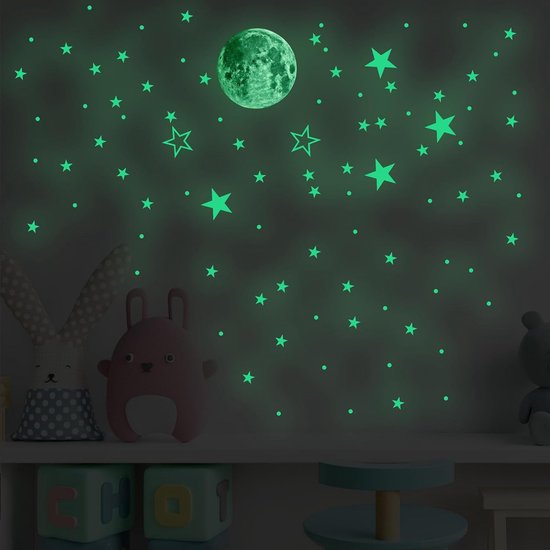 1119 Pièces Etoiles Phosphorescentes Plafond Lune Et Etoiles Lumineuses  Autocollants Stickers Muraux Enfants Etoile Fluorescente pour Bébé Chambres