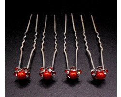 Top 10 Haarsieraden 2026: Haarpinnen kleine rode parel met 5 strass punten