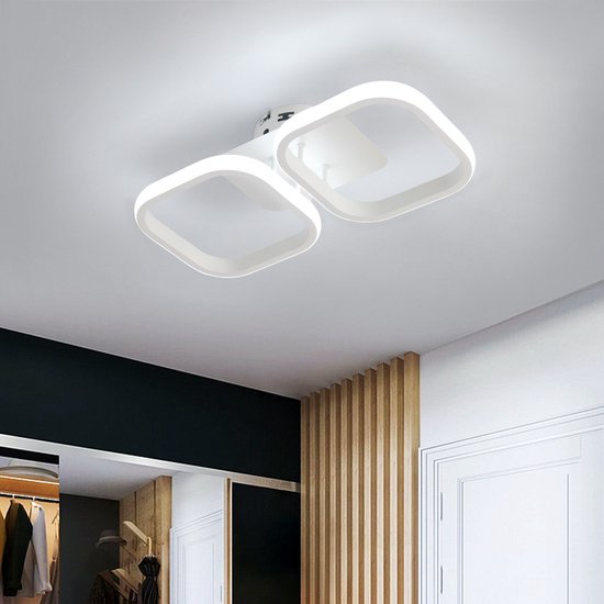 Plafonnier LED Moderne - Lustre - Allée ou Hall - Lampe LED 2 Têtes - Wit -  35 cm -... | bol