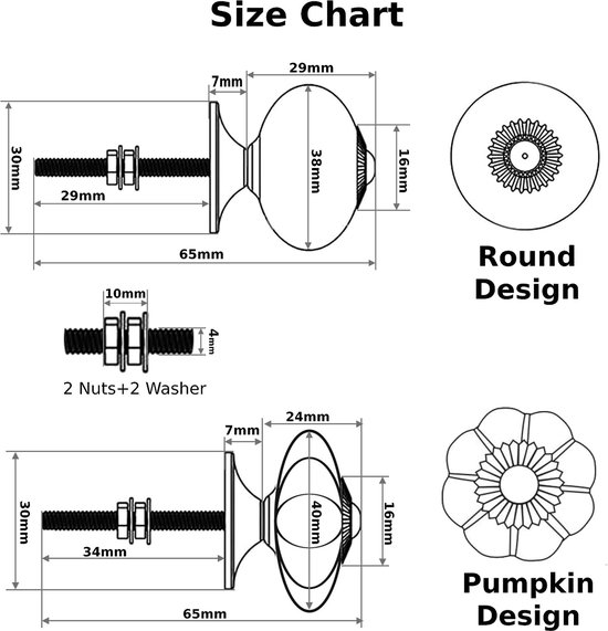 Ensemble De 8 Boutons En Céramique Blanc, Peints à La Main Avec Différents Motifs. Boutons Classiques De 40mm De Diamètre. | Leroy Merlin