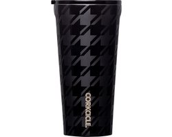 Corkcicle Tumbler 475ml-Onyx Houndstooth-Zwart-Drinkbeker-RVS- Thermosbeker