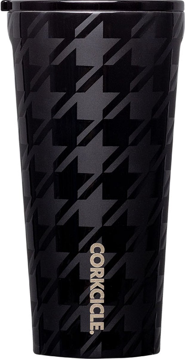 Corkcicle Tumbler 475ml-Onyx Houndstooth-Zwart-Drinkbeker-RVS- Thermosbeker
