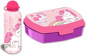 Unicorn You're Special lunchbox set voor kinderen - 2-delig - roze - aluminium/kunststof