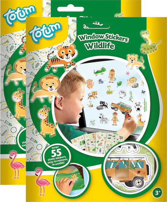 Totum Auto raamstickers - 110x - jungle/wildlife thema - voor kinderen
