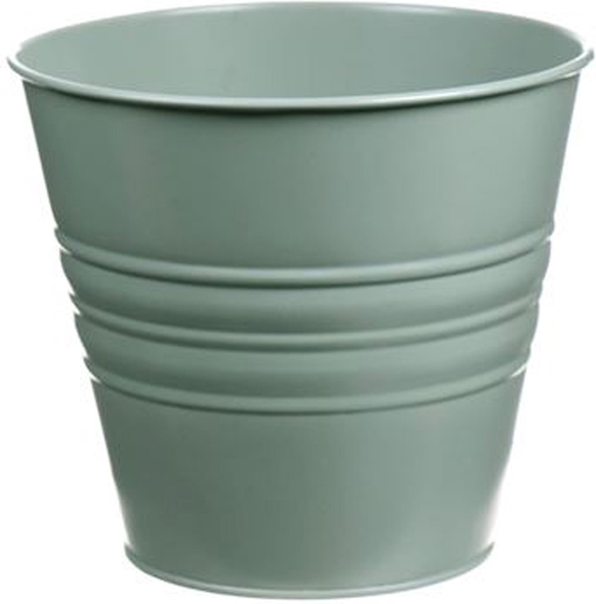 Zinken emmertje/bloempotje - groen - D16 x H13 cm - Plantenpotjes