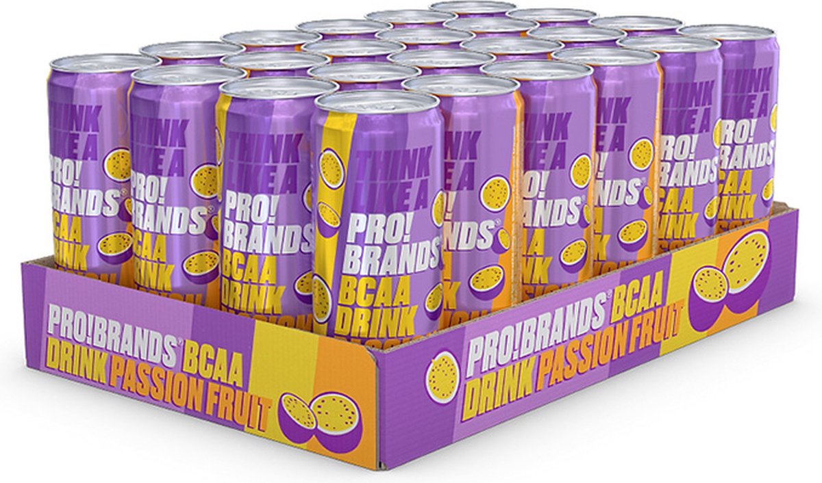 Pro!Brands | BCAA Drink | Passion Fruit 330ml | 24 Stuks | 24 x 330 ml