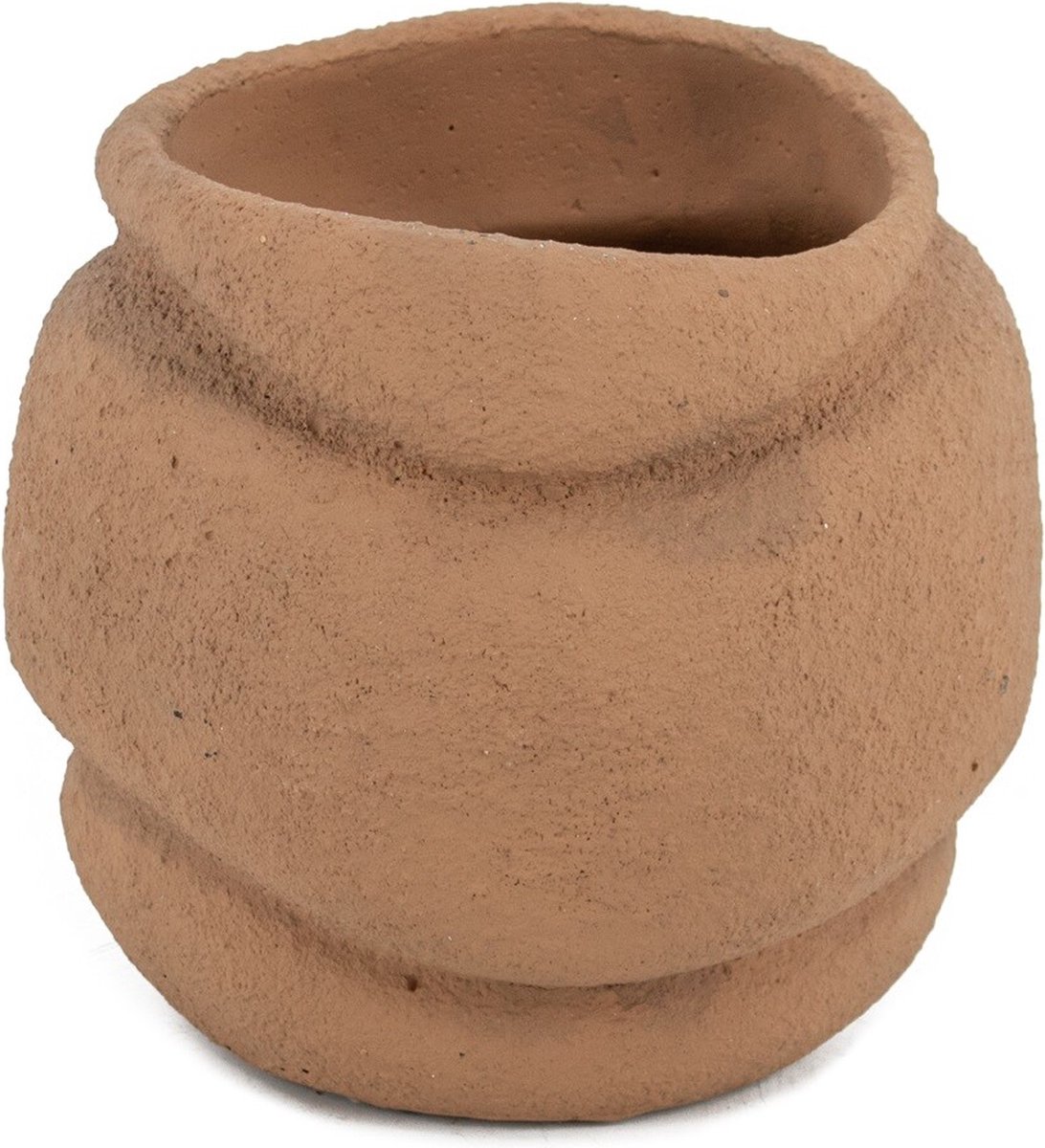 HomeBound by KY | Aardewerk vaas organic zand | 13x13x12cm | bloemenvaas aardewerk