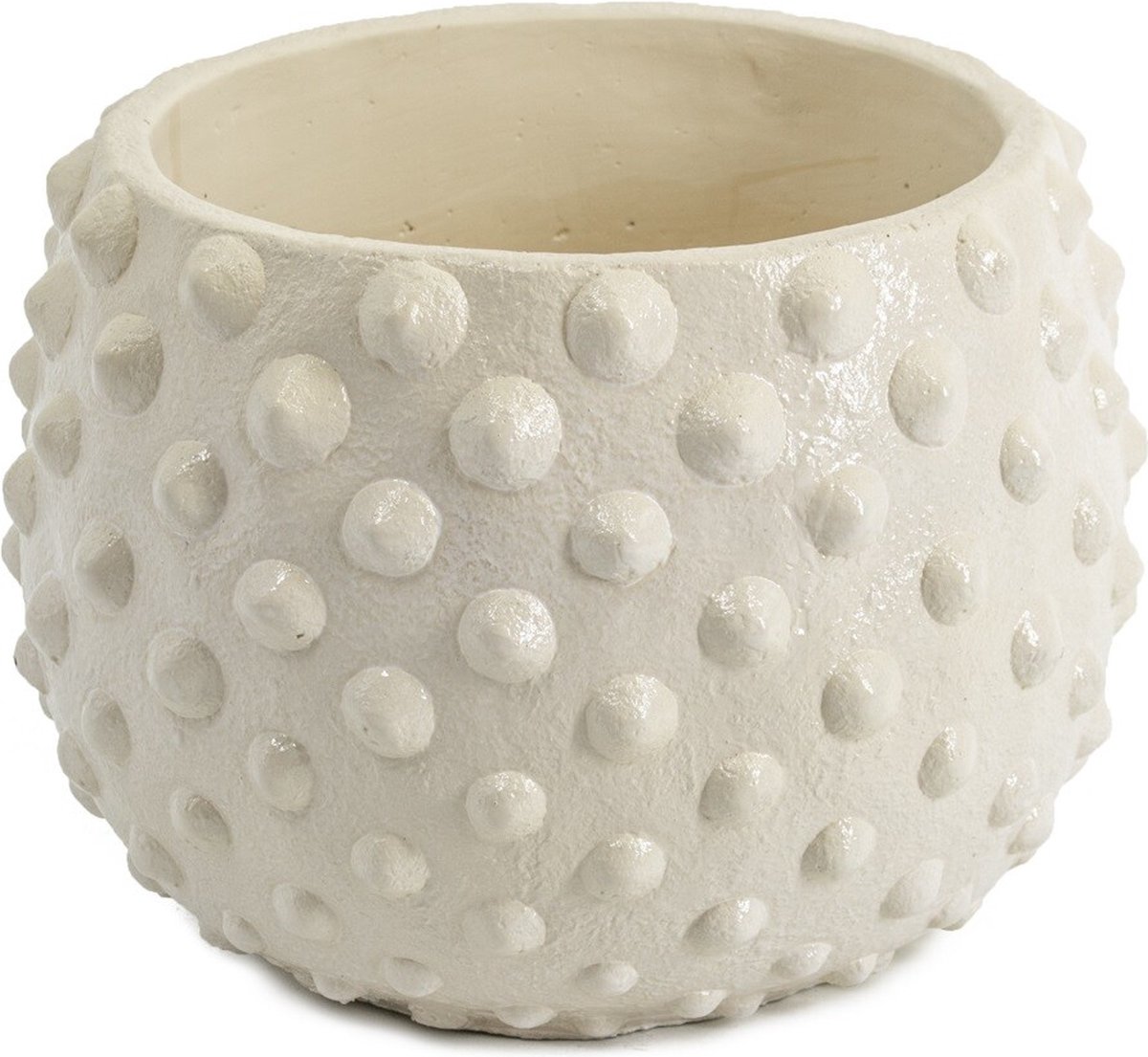 HomeBound by KY | Aardewerk vaas dots off-white | 21x21x16cm | bloemenvaas aardewerk
