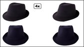 4x Chapeau mafia tissu noir - Al Capone mafia gangster soirée à thème festival party à thème
