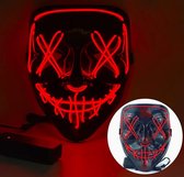 Halloween LED masker rood - Purge masker cosplay - verkleedmasker halloween - Halloween masker kinderen - LED masker volwassenen - Lichtgevend creepy masker halloween en carnaval