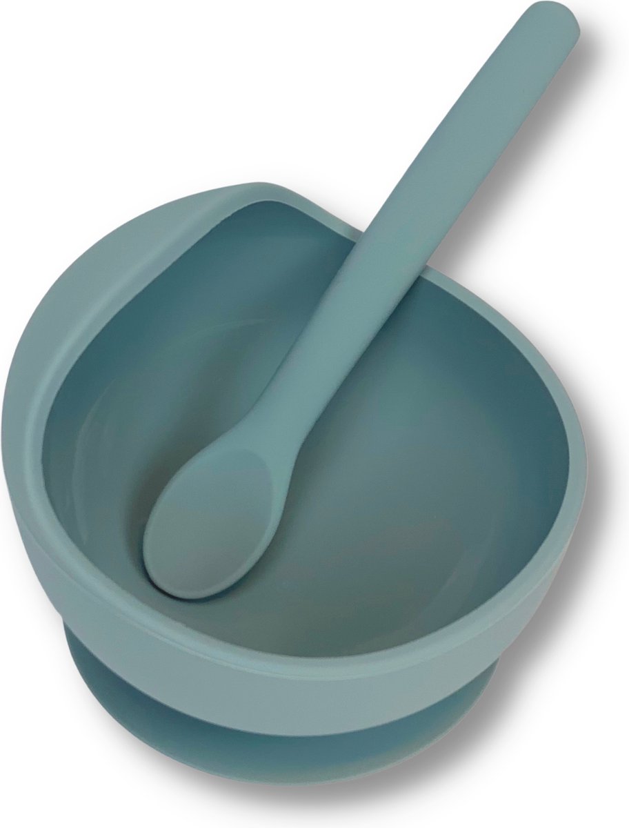 Goedkoopste Kids Cultures - Baby Kommetje met Zuignap Incl. Lepel - Kinderkom, Kinderbord, Babybord, Kinderservies, Baby Servies, Babybestek - 100 Siliconen - Magnetron, Oven, Vriezer en Vaatwasserbestendig - Blauw