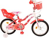 Vélo pour enfants Volare Lovely - Filles - 16 pouces - Rouge Wit - Deux freins à main