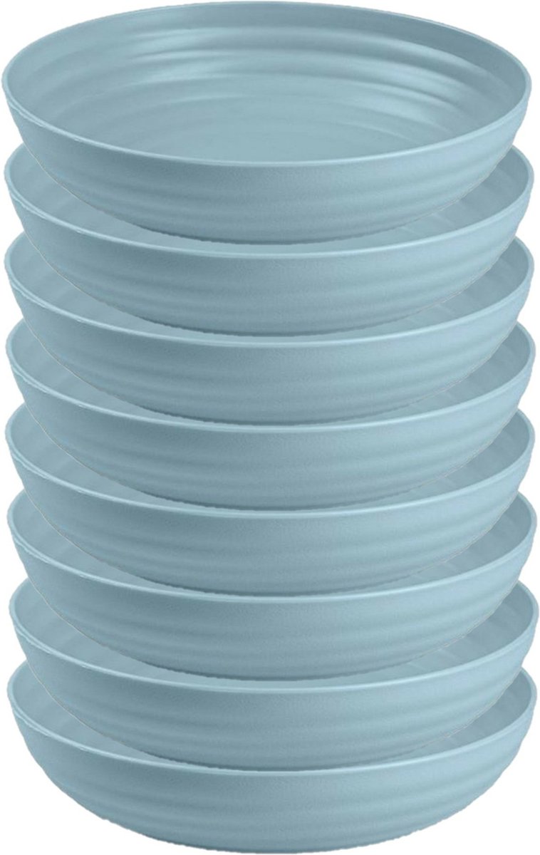 Plasticforte Kommetjes/schaaltjes - 8x - dessert/ontbijt - kunststof - D22 x 5.5 cm - ijsblauw