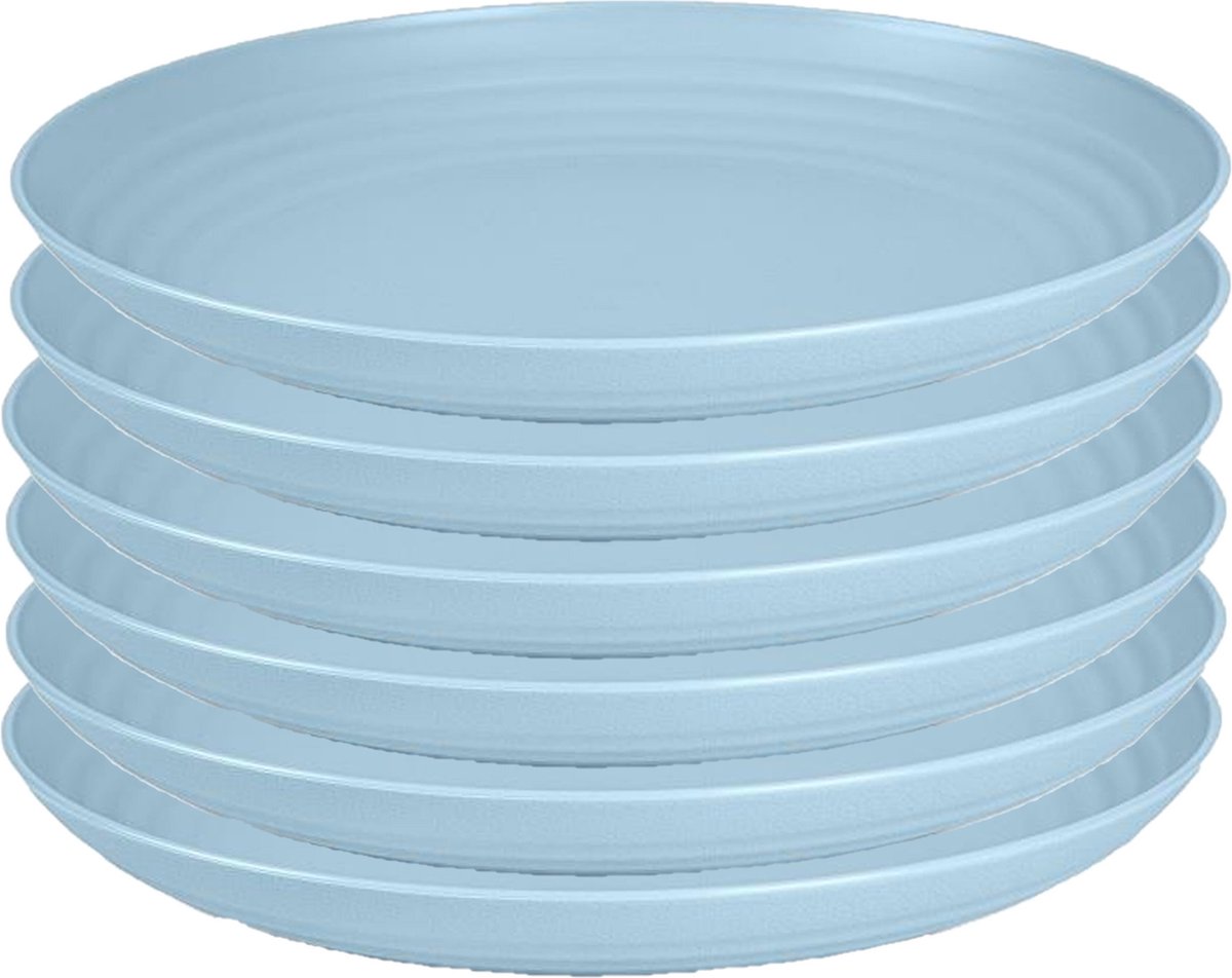 PlasticForte Rond bord/camping bord - 6x - D25 cm - ijsblauw - kunststof