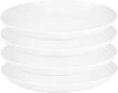 PlasticForte Rond bord/camping bord - 4x - D25 cm - Ivoor wit - kunststof