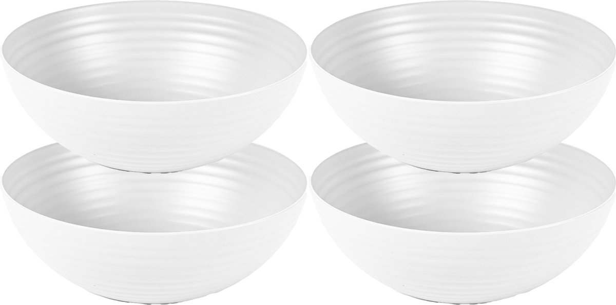 Plasticforte Kommetjes/schaaltjes - 4x - Dessert/ontbijt - Kunststof - D13 cm - Ivoor wit
