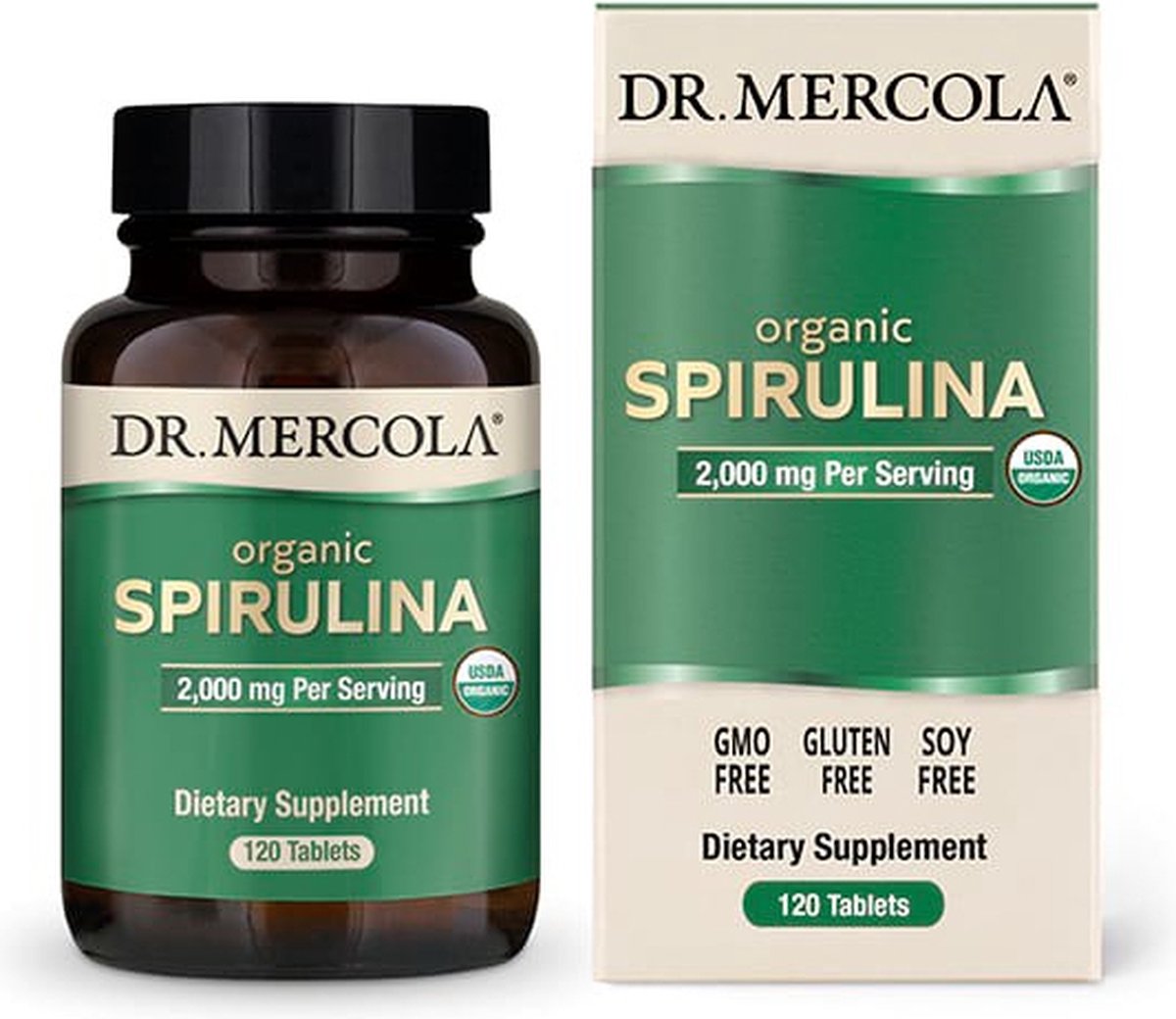 Dr. Mercola - Organic Spirulina - 120 tabletten