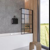 Paroi de baignoire Schulte - 80 x 140 cm - profilé noir - verre de sécurité transparent avec Decor Atelier 1 - nano anticalcaire - art. D1650- F 68 1660